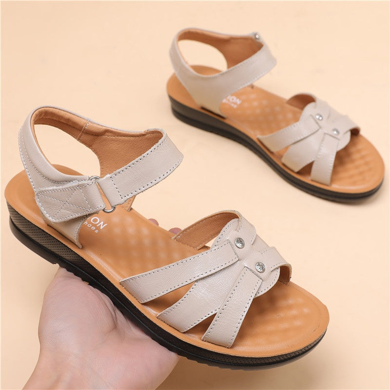 Genuine Leather Flat Non-slip Middle-aged And Elderly Women's Shoes